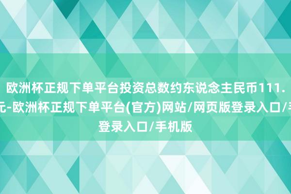 欧洲杯正规下单平台投资总数约东说念主民币111.19亿元-欧